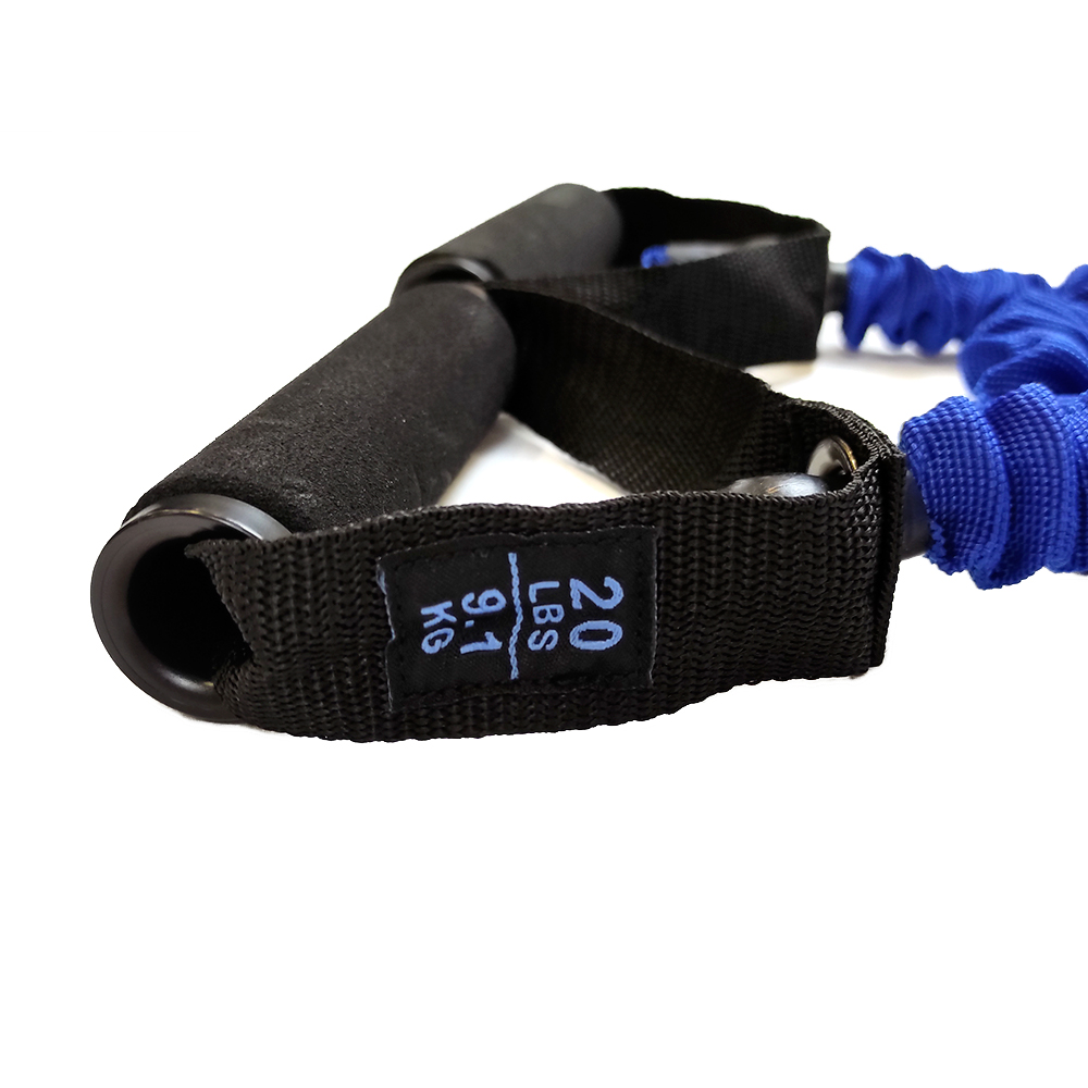 Λάστιχο αντίστασης με λαβές και κάλυμμα από ύφασμα  (tube band - fabric cover)(Επίπεδο αντίστασης 9,1 κιλά-μπλε) LIGASPORT*