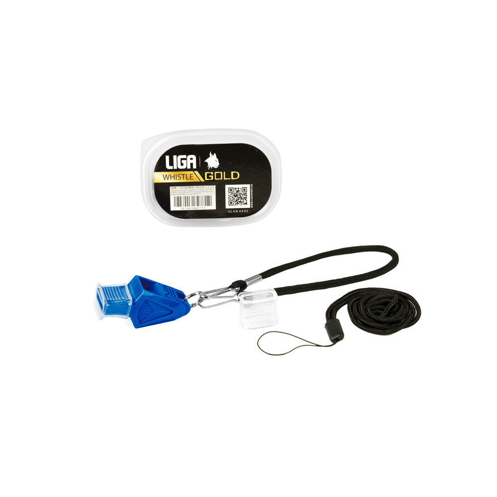 Σφυρίχτρα πλαστική gold με κορδόνι και θήκη (Plastic whistle gold with lanyard and case) LIGASPORT